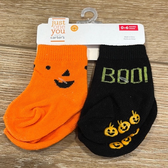 Carter's Other - HALLOWEEN Socks by Carter’s 0-6 months with Pumpkin and BOO! No-slip grip bottom